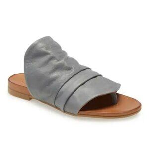 Sheridan Mia Moa Slide Sandal in Bluish Gray Leather Contemporary Design Size 38